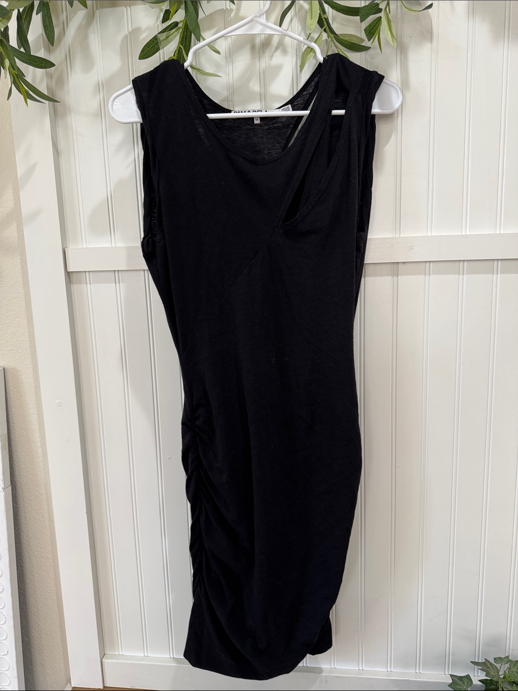 #98 Pam & Gela Black Sleeveless Twist-Ruched Detail Bodycon Dress